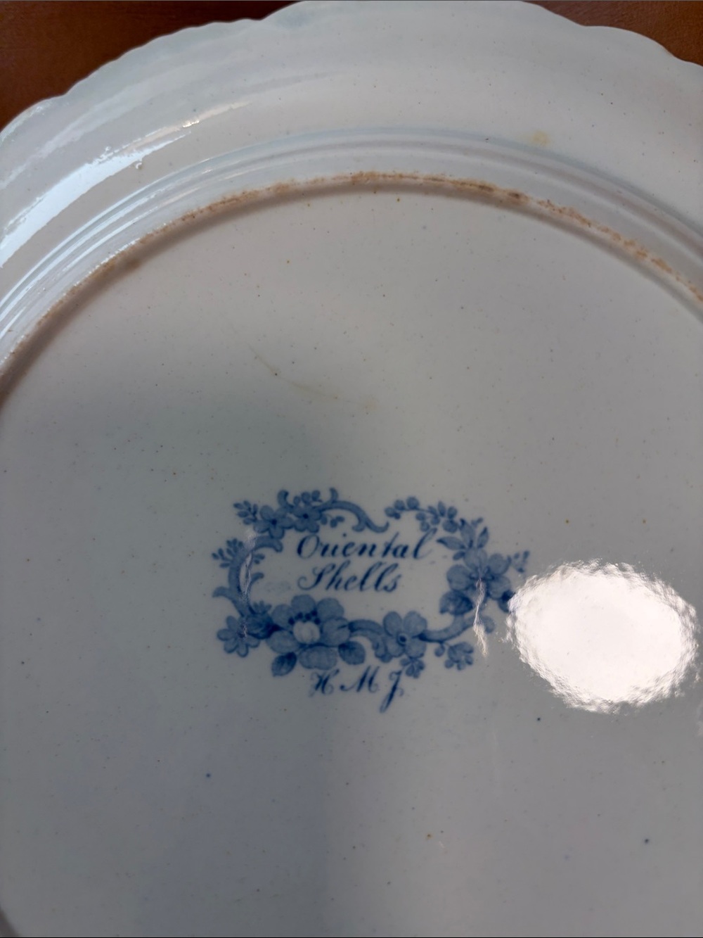 Blue Floral Scalloped Ceramic Dinner Plates - Set of 2 - Picture 3 of 6